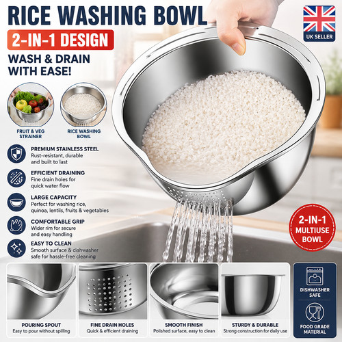 Stainless steel rice washing - stainless,