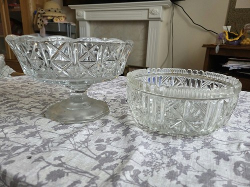 Cut glass fruit bowl - glass,